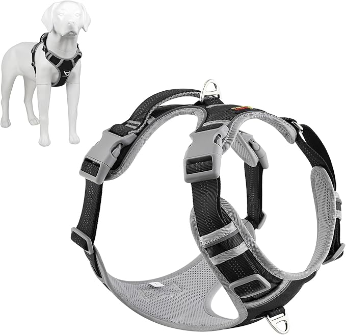 Plutus Pet No Pull Dog Harness, Release at Neck, Reflective Adjustable Dog Vest Harness, Easy Control Handle for Walking, for Small Medium Large Dogs, Black, S