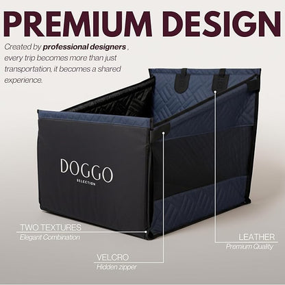 Premium Dog Car Seat & Back Seat – Waterproof & Non-Slip Travel Hammock with Storage Pockets | Secure & Comfortable Pet Seat Cover for Large & Medium Dogs – Fits Cars, SUVs & Trucks (Blue)