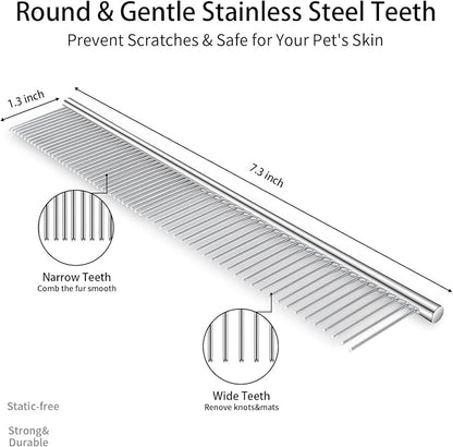 YOYUPETA 3 PCS Dog Grooming Brush Kit – Self Cleaning Slicker Brush for Shedding Short & Long Haired Dogs & Cats. Removes Loose Fur, Undercoat, Mats, Tangles for Small, Medium & Large Pets. Purple