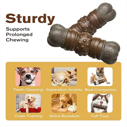 Large Size Indestructible Squeaky Dog Chew Toy for Medium/Large Aggressive Chewers Breed Dogs Durable Squeak Bone Teething Crate Toys