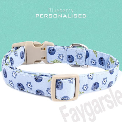 Faygarsle Blueberry Pattern Dog Collar for for Summer Small Medium Large Dogs Light Blue M