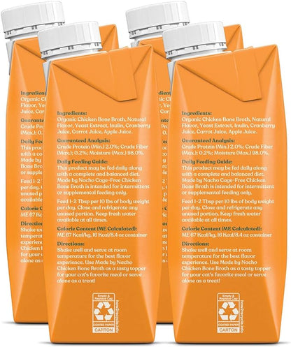 Made by Nacho Bone Broth Cat Food Topper for Hydration and Picky Eaters - Add Protein and Flavor to Your Dry Cat Food – Supports Optimal Nutrition, Digestion, Skin & Coat, 11 oz. (Pack of 4), Chicken