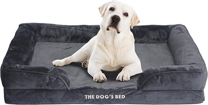 The Dog’s Bed, Orthopedic Standard Foam Waterproof Dog Bed with Standard Support, XL Grey Plush, Waterproof, Supportive Dog Bed with Replaceable Covers, Veterinary Approved