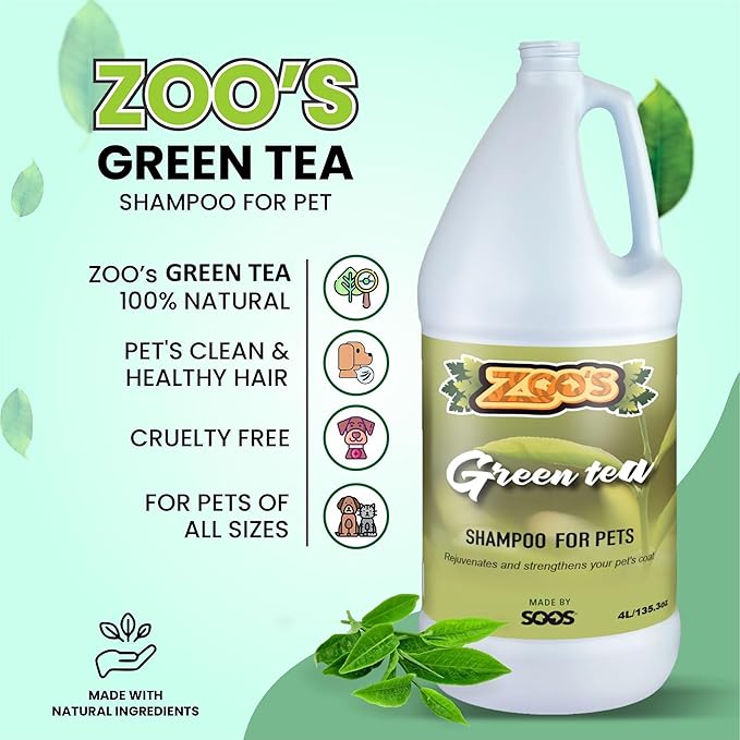Zoo’s Green Tea Pet Shampoo Natural Organic with Minerals and Vitamins for Dog and Cat (4L / 1.32 gal)