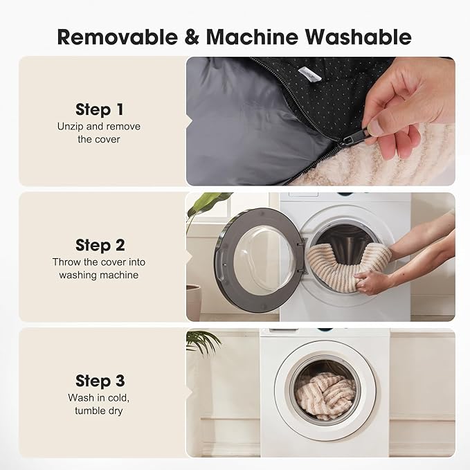 MIXJOY Dog Beds for Small Dogs Cats, Washable Dog Bed with Removable Cover, Soft Calming Cat Bed for Indoor Cats, Rectangle Pet Sofa Bed for Puppy Kitty, Anti-Slip Bottom,20"x19"x6", Beige