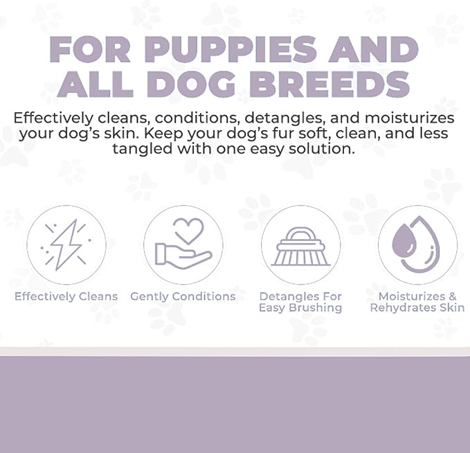 4-in-1 Dog Shampoo Dog Shampoo, Conditioner & Detangler - Best Shampoo for Goldendoodles, Poodles & Doodles - for Matted Pet Hair - Made in The USA, 16OZ, Lavender [We Love Doodles]