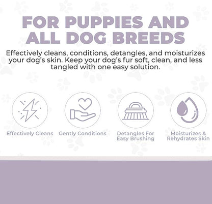 4-in-1 Dog Shampoo Dog Shampoo, Conditioner & Detangler - Best Shampoo for Goldendoodles, Poodles & Doodles - for Matted Pet Hair - Made in The USA, 16OZ, Lavender [We Love Doodles]