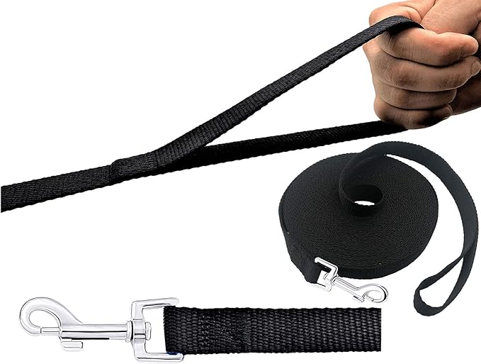 PETGOGO 15ft 20ft 30ft 40ft 50ft Long Dog/Puppy Lead Obedience Recall Training Dog Leashes for Small Medium Dogs Camping, Training, Play, or Backyard (40 FT, Black)