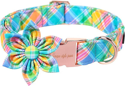 Unique style paws Easter Dog Collar with Bow Easter Eggs Chicken Collar with Flower for Small Medium Large Boys Girls Dogs