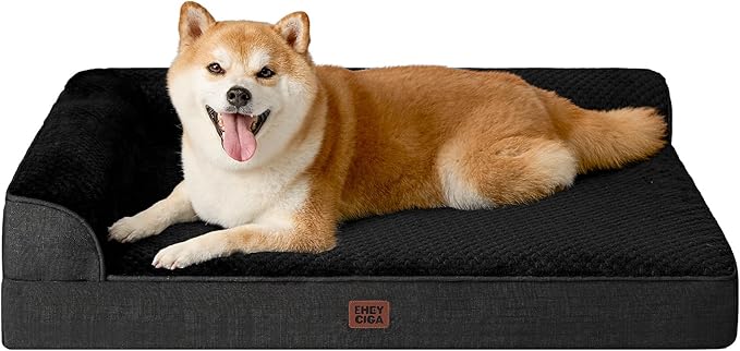 EHEYCIGA Memory Foam Dog Bed Large Size Dogs, Orthopedic Dog Bed Large with Washable Removable Cover, Waterproof Pet Sofa Couch with Nonskid Bottom, 36x27x6, Black