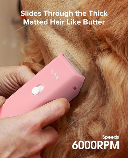 Tawiijou Pet Clippers for Dog Hair Grooming Low Noise, Rechargeable Cordless Cat Shaver with Ceramic Blade,Portable Pet Hair Trimmer for Matted & Long Hair