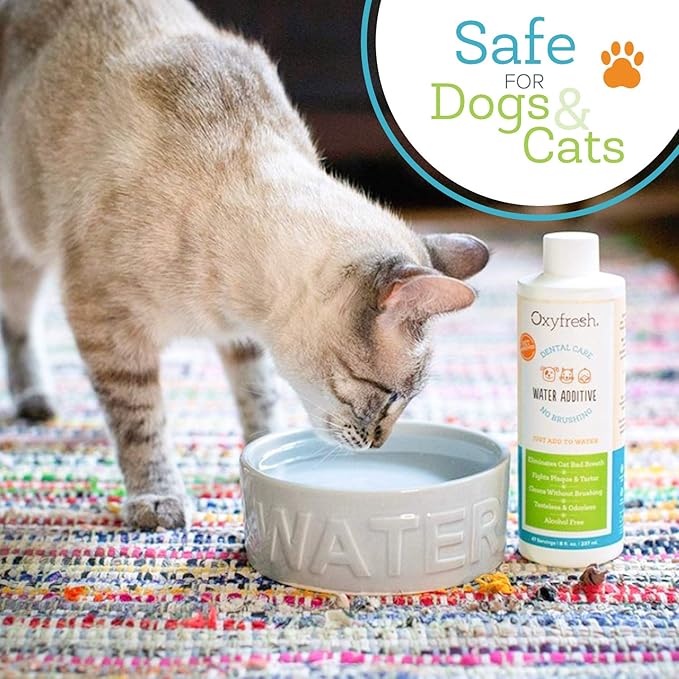 Oxyfresh Premium Pet Dental Care Solution Pet Water Additive: Best Way to Eliminate Bad Dog Breath and Cat Bad Breath - Fights Tartar & Plaque - So Easy, Just Add to Water! Vet Recommended 2 Pack