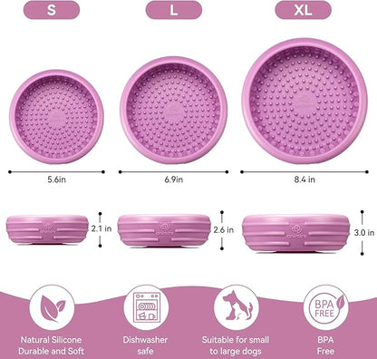 Dog Lick Bowl, Animire Freeze Lick Mat for Dogs, Non-Slip Slow Feeder Licking Bowl Enrichment Treat for Distraction Anxiety Relief, Food Grade Silicone, Dishwasher Safe(Pastel Purple,L)
