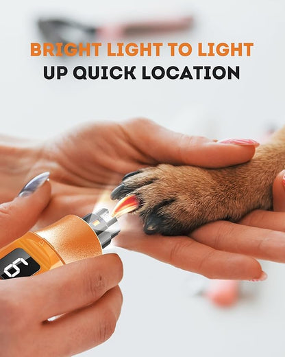 7-Speed Dog Nail Grinder with LED Light – Ultra Quiet Electric Pet Nail Trimmer for Large Dogs & Cats – Professional Grooming Tool with Dust Collector, One-Hand Speed Control & Instant Stop Safety