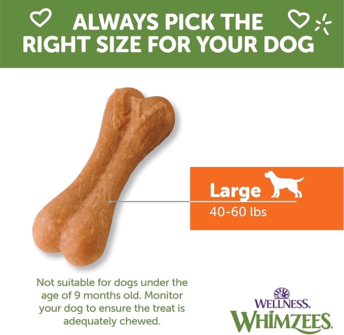 WHIMZEES Wellness Ricebone Dog Dental Treats, Natural Chews, Large Size, (9 Count)