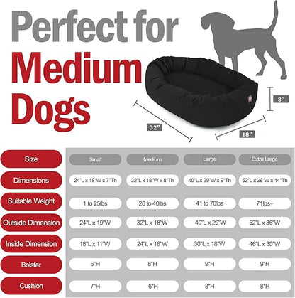 Majestic Pet 32 Inch Suede Calming Dog Bed Washable 32x23x7 (Inch) – Cozy Soft Round Donut Dog Bed with Spine Support for Dogs to Rest Their Head - Pet Bed Medium – Black (2025)