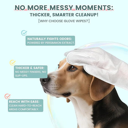 IMMHABI 100 PCS Pet Glove Wipes for Paws and Butt Large Puppy Wipes for Dogs Face and Body Dog Wipes Cleaning Deodorizing Cat Wipes Cleaning Fur and Butt Doggie Wipes Doggy Wipes Bum Dog Ear Wipes