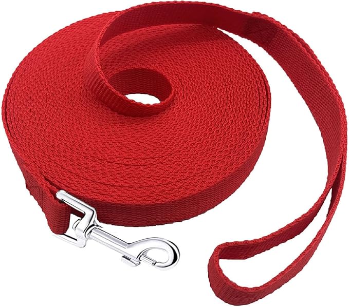 PETGOGO 15ft 20ft 30ft 40ft 50ft Long Dog/Puppy Lead Obedience Recall Training Dog Leashes for Small Medium Dogs Camping, Training, Play, or Backyard (Red, 1" x 50FT)