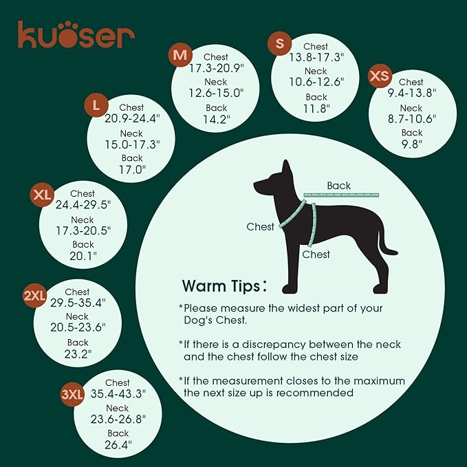 Kuoser Waterproof Dog Coat, Reversible Dog Jacket for Small Dogs, Adjustable Durable Doggie Winter Coat Warm Cozy Puppy Cold Weather Apparel from Small to Large Breed, Rose S