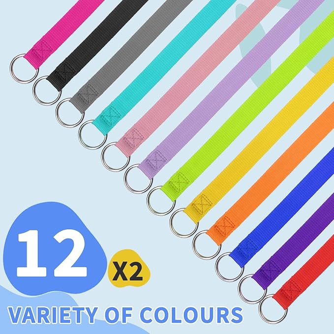 HOMIMP Slip Lead Dog Leash 6 FT- 24 PCS Bulk Colors Kennel Control Leashes for Small Medium Large Dogs Puppy Animal Rescue, Grooming - Heavy Duty Strong Nylon 6 Foot Long for Shelter, Vet, Training