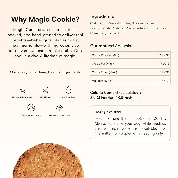 Pawco Dog Treats, Original – Supports Daily Wellness & Enjoyment – Crunchy Dog Cookies with Peanut Butter & Apple – Functional & Healthy Rewards for Dogs – Magic Cookie – 8.8oz