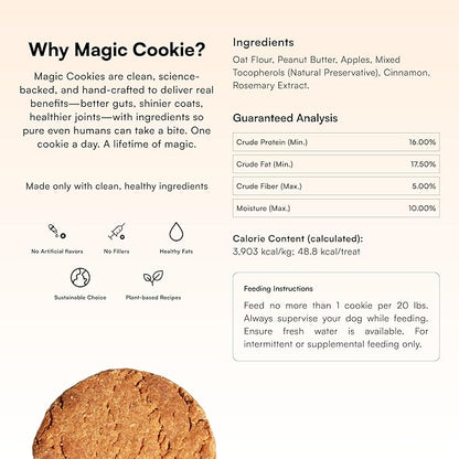 Pawco Dog Treats, Original – Supports Daily Wellness & Enjoyment – Crunchy Dog Cookies with Peanut Butter & Apple – Functional & Healthy Rewards for Dogs – Magic Cookie – 8.8oz