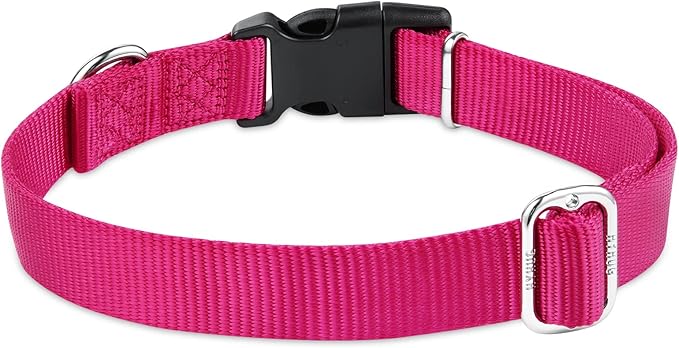 Hyhug Medium Dog Collar:Heavy-Duty Quick-Release Nylon Buckle, Adjustable & Durable, Cute Dog Collar (Medium, Rose Red)