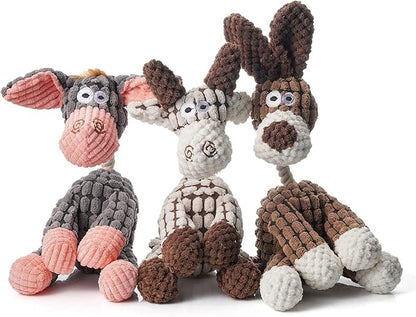 Squeaky Plush Dog Toys, 3-Pack Soft Stuffed Animal Toys for Puppies, Chew Toys with Squeakers for Small, Medium & Large Dogs