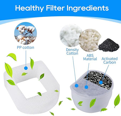 MyfatBOSS Cat Water Fountain Filter, Pre-Sponge Pet Fountain Filter & Replacement Carbon Filters Fit for Petsafe for Drinkwell Fountain-Gallon Avalon Pagoda Seascape Seaside Pet Fountains 8+8Pack