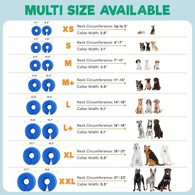 BENCMATE Inflatable Dog Cone Collar Alternative, Soft Dog Cone for Small Medium Large Dogs and Cats, Neck Recovery ECollar Donut Collar After Surgery (Medium, Plaid)