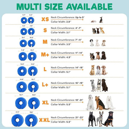 BENCMATE Inflatable Dog Cone Collar Alternative, Soft Dog Cone for Small Medium Large Dogs and Cats, Neck Recovery ECollar Donut Collar After Surgery (Small, Rainbow)