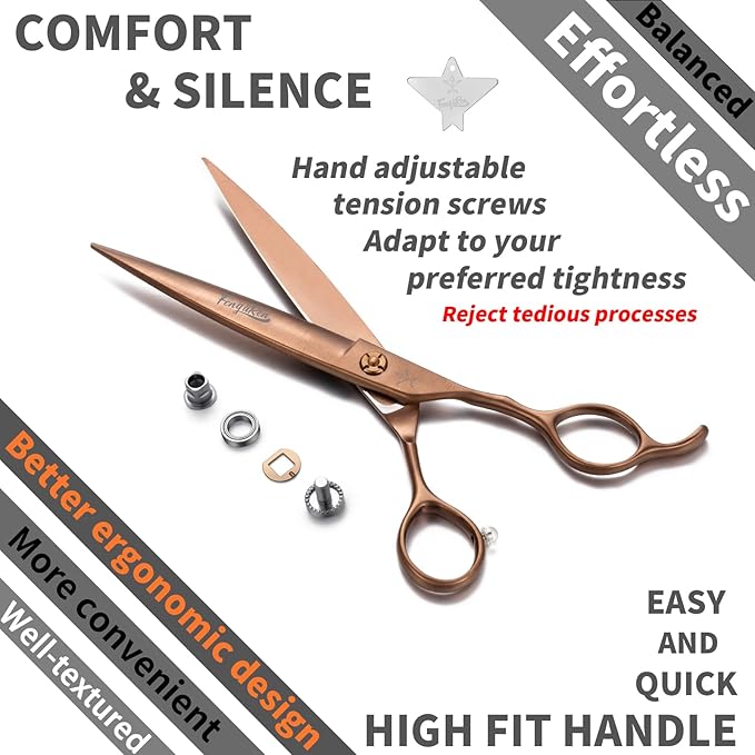 High-end Professional Dog Grooming Scissors Pet Grooming Shears 7 Inches Extremely Very Sharp Made Of Stainless Steel Alloy By Hand For Dog Cat Groomer