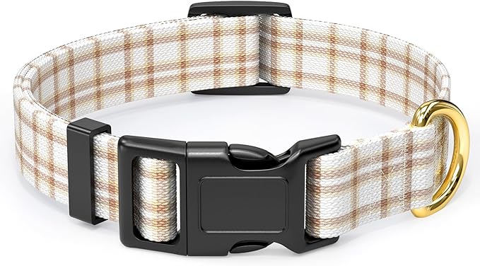 Rnivvi Dog Collar for Small Dogs, Cute Heavy Duty Adjustable Puppy Collar with Quick Release Buckle for Girl & Female, Pet Accessories for Walking Running, XS Length 5/8" Width, White Tartan