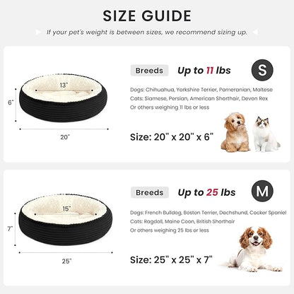 Love's cabin Round Donut Cat and Dog Cushion Bed, 25in Pet Bed for Small or Medium Dogs, Anti-Slip & Water-Resistant Bottom, Soft Durable Fabric Pet Beds, Washable Calming Cat Bed Black Stripe