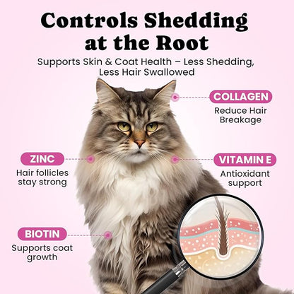 Hairball Treatment for Cats-Natural Coconut & Fish Oils for Smooth Passage & Relief，Cat Hairball Remedy Treats with Fiber & Enzymes Support Skin & Coat，Gut & Digestion Health , Chicken(60-Day Supply)
