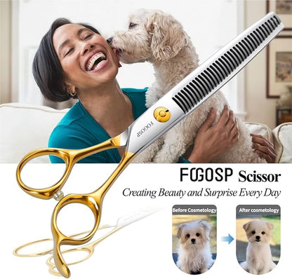 Dog Thinning Shears for Grooming 36 Teeth 6.5" Dog Blending Shears for Grooming Small Medium Dogs Professional Pet Thinners Blenders Scissors for Right Groomer(Blender, Gold)