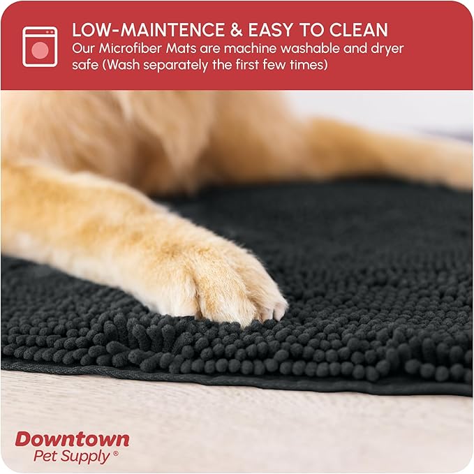 My Doggy Place Dog Mud Mat, 60" x 36" Charcoal – Thick Microfiber Entry Rug for Snow, Mud & Salt – Absorbent, Quick-Dry, Washer-Safe & Non-Slip, X-Large