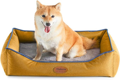 Tidore Orthopedic Dog Beds for Medium Dogs, Durable Egg Crate Foam Sofa Dog Bed wit Washable Removable Cover,Waterproof Lining,Pet Bed for Large Dogs (Mustard Yellow, 26.4" L x 21.7" W x 6.2" Th)
