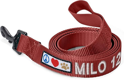 Pawtitas Personalized 6 ft Marsala Dog Leash XXS/Cat Custom Name and Phone Embroidery Strong Nylon Leash for Small Breeds