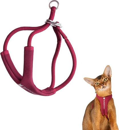 BuddyArmor Escape Proof Y Shape Cat Harness Anti-Choke Buckle Adjustable Comfortable Padded Cat Vest Harness Anti Escape Cat Rope Harness for Kitten Small Medium Large Cats (Burgundy, M)