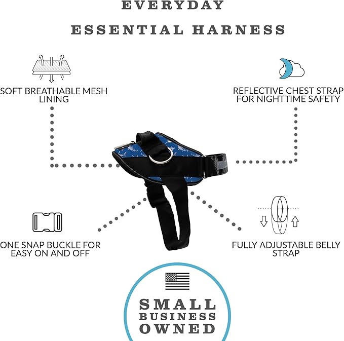 ShawnCo Essential Dog Harness, No-Pull Pet Vest with 3 Leash Clips, No Choke, Reflective, Adjustable and Padded, for Easy Walking and Training for Small, Medium and Large Dogs (White Sharks, S)