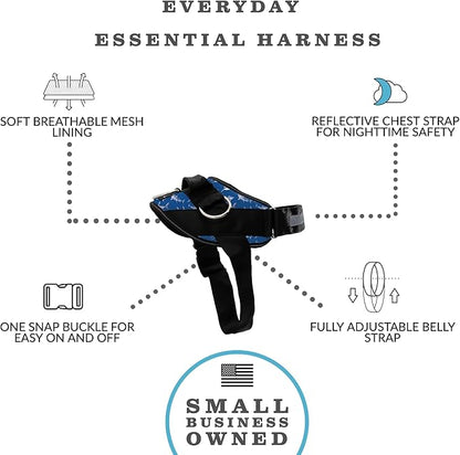 ShawnCo Essential Dog Harness, No-Pull Pet Vest with 3 Leash Clips, No Choke, Reflective, Adjustable and Padded, for Easy Walking and Training for Small, Medium and Large Dogs (White Sharks, S)