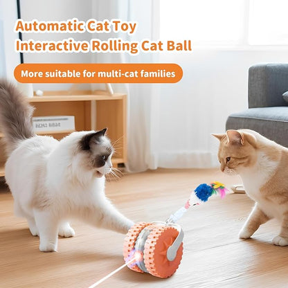 MAXTOOA Interactive Cat Toys for Indoor Cats Smart Automatic Ball with Laser Rolling for Bored Kitten Pet Upgraded Speedy Moving Chase Dogs Toy Pink
