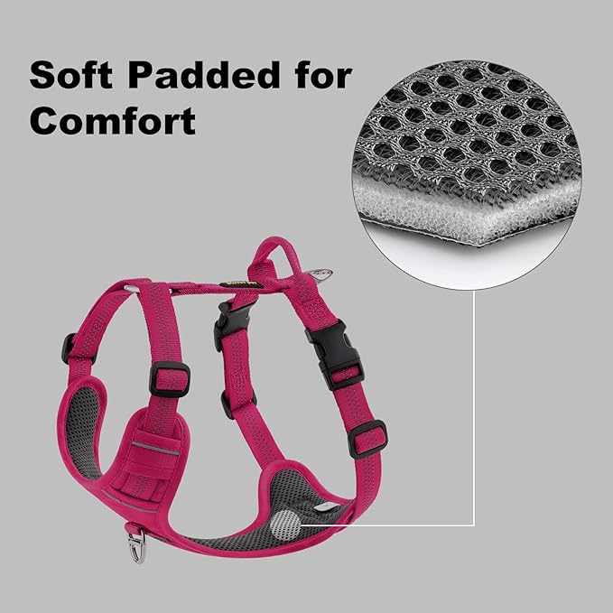 Plutus Pet No Pull Dog Harness, Reflective Adjustable Dog Vest Harness with Handle, Escape Proof, Soft Padded for Small Medium Large Dogs (Hot Pink, XS)
