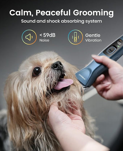 oneisall Professional Cordless Dog Clippers for Groomers, Heavy-Duty Dog Clippers for Thick Long Hair Doodle Poodle, 2-Speed Upgrade Motor, Detachable Batteries, Carbon Steel Blade