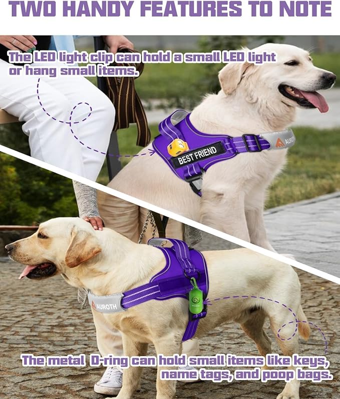 AUROTH Dog Harness and Leash Set, Soft Padded Service Dog Vest with 5.25FT Dog Leash, No Choke, Easy On Pet Vest, Adjustable Reflective No Pull Pet Vest Medium Sized Dog, Easy Walking and Training