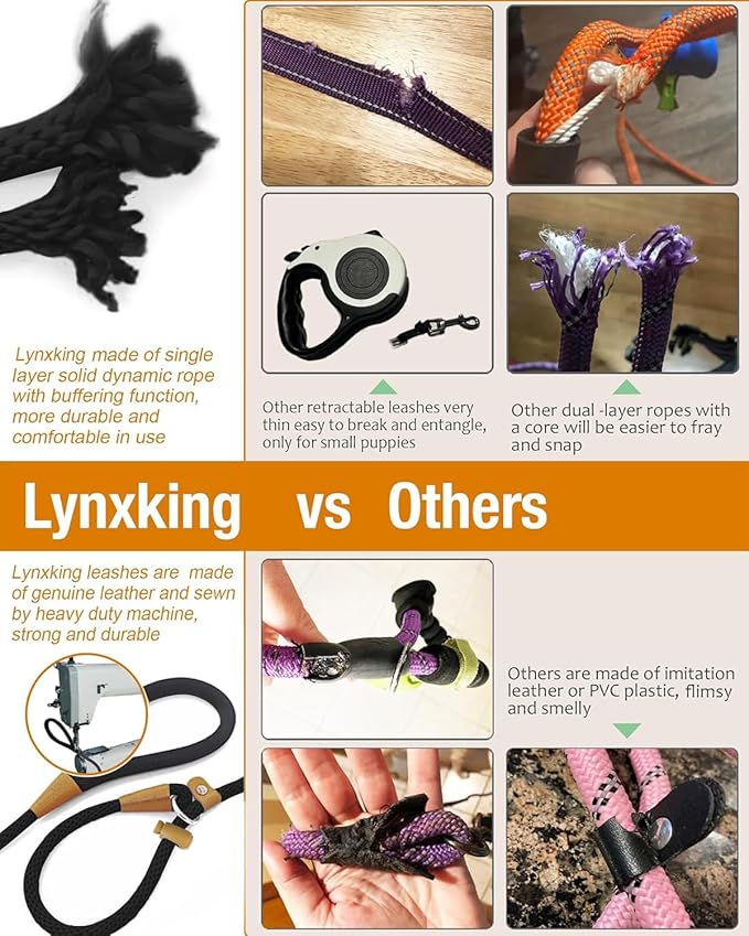 lynxking 6 FT Dog Leash Slip Lead 2 Pack Strong Heavy Duty Braided Dog Training Leash No Pull Training Lead Leashes for Medium Large and Small Dogs