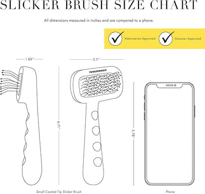 Tweezerman Dog and Cat Slicker Brush for Pets, Grooming Brush with Coated Bristles to Prevent Scratching and Ergonomic Handle