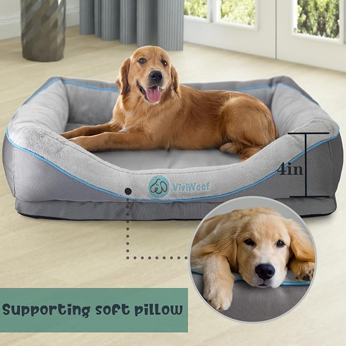 Viviwoof Orthopedic Dog Bed for Big Dogs,Waterproof Big Size Dog Sofa,Supportive Foam Pet Couch with Removable Cover,Non-Slip Bottom and Waterproof Lining,Machine Washable