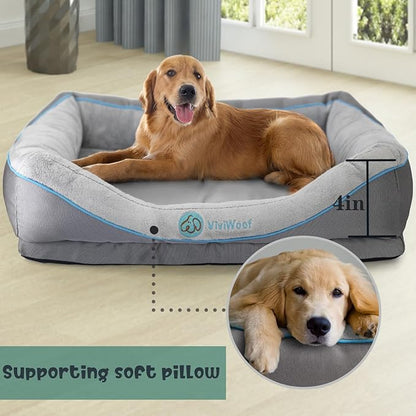 Viviwoof Orthopedic Dog Bed for Big Dogs,Waterproof Big Size Dog Sofa,Supportive Foam Pet Couch with Removable Cover,Non-Slip Bottom and Waterproof Lining,Machine Washable